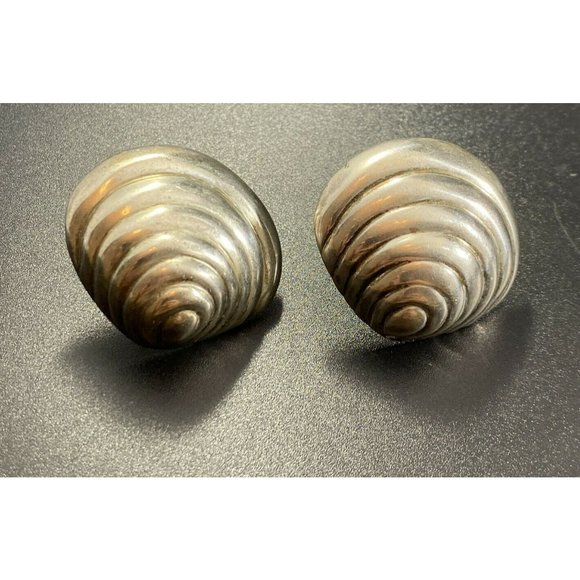 PATRICIA VON MUSULIN Sterling Silver Shell Shape Earrings Vintage Signed - Picture 2 of 6